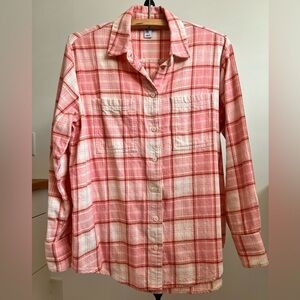 Old Navy Pink Plaid Boyfriend Shirt